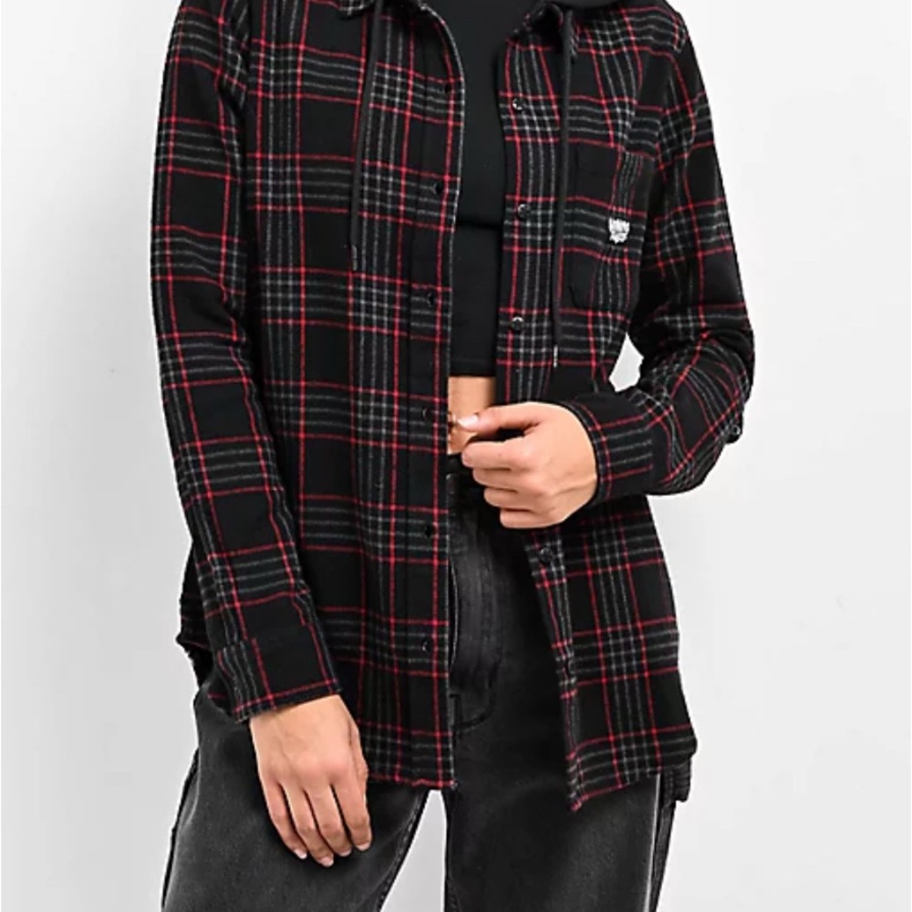 Lurking Class by Sketchy Tank Barbed Web Black Hooded Flannel Shirt